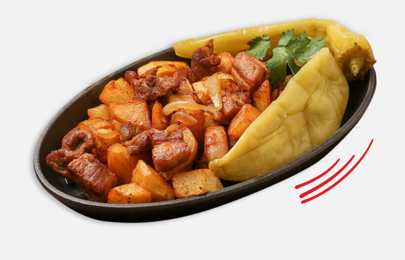 Fried potatoes with pork